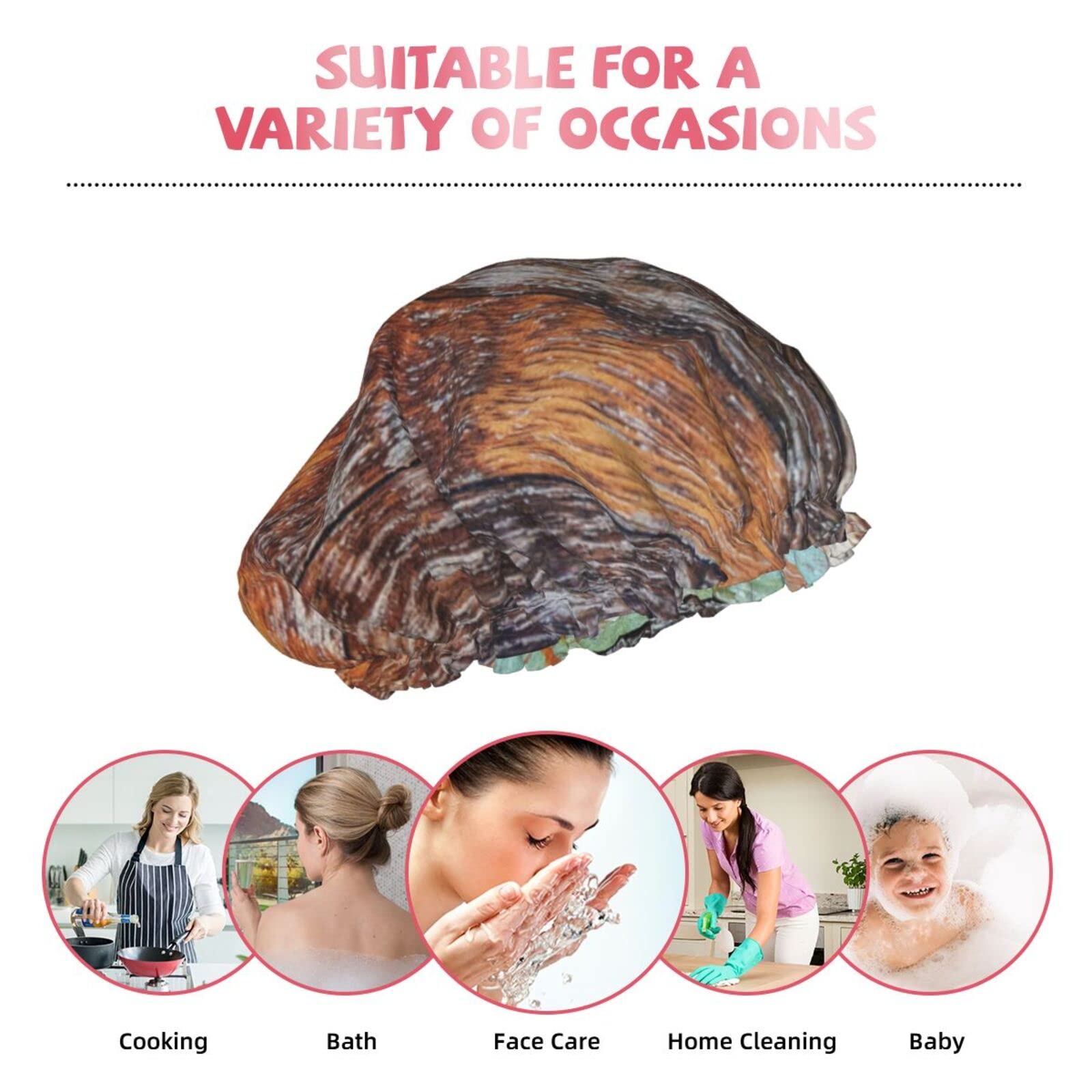 Vibrant Wooden Beads Shower Cap for Women - Reusable Waterproof Shower Hat with Double Layer Protection - Perfect for Bathing, Swimming & Hair Care Routines