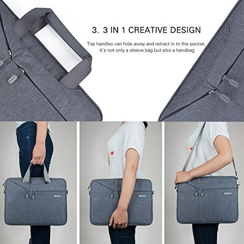 13.3 Inch Waterproof Laptop Sleeve Bag - Ekoos Durable Notebook Carrying Case with Shoulder Strap for MacBook, Ultrabook | Perfect for Office, School & Travel