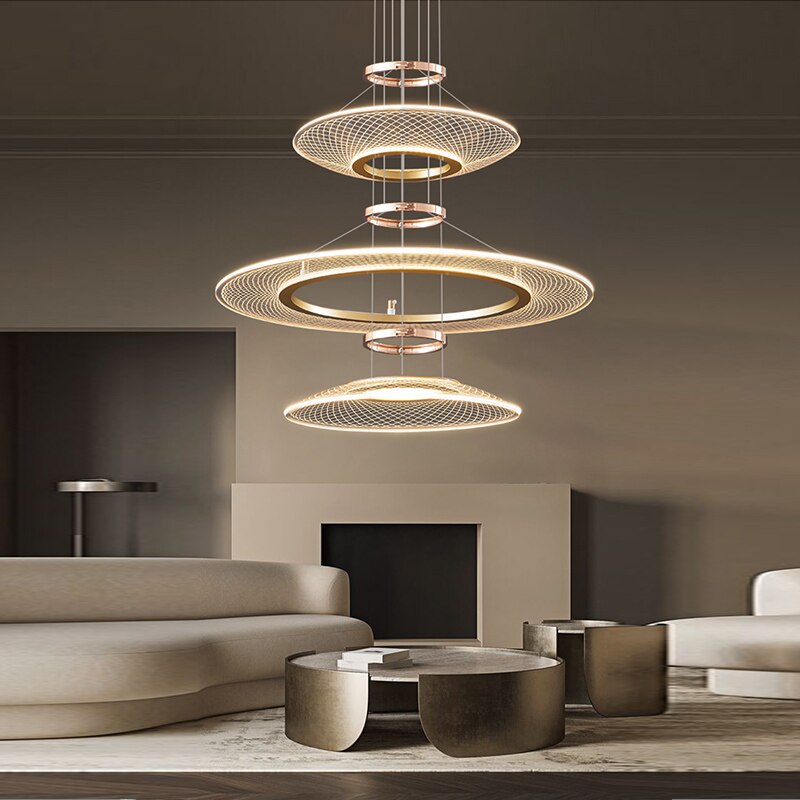 Elegant Crystal Chandelier Rings - Modern Ceiling Light Fixture for Dining Room, Living Room & Bedroom | Dimmable LED Lighting for Home Decor & Wedding Events