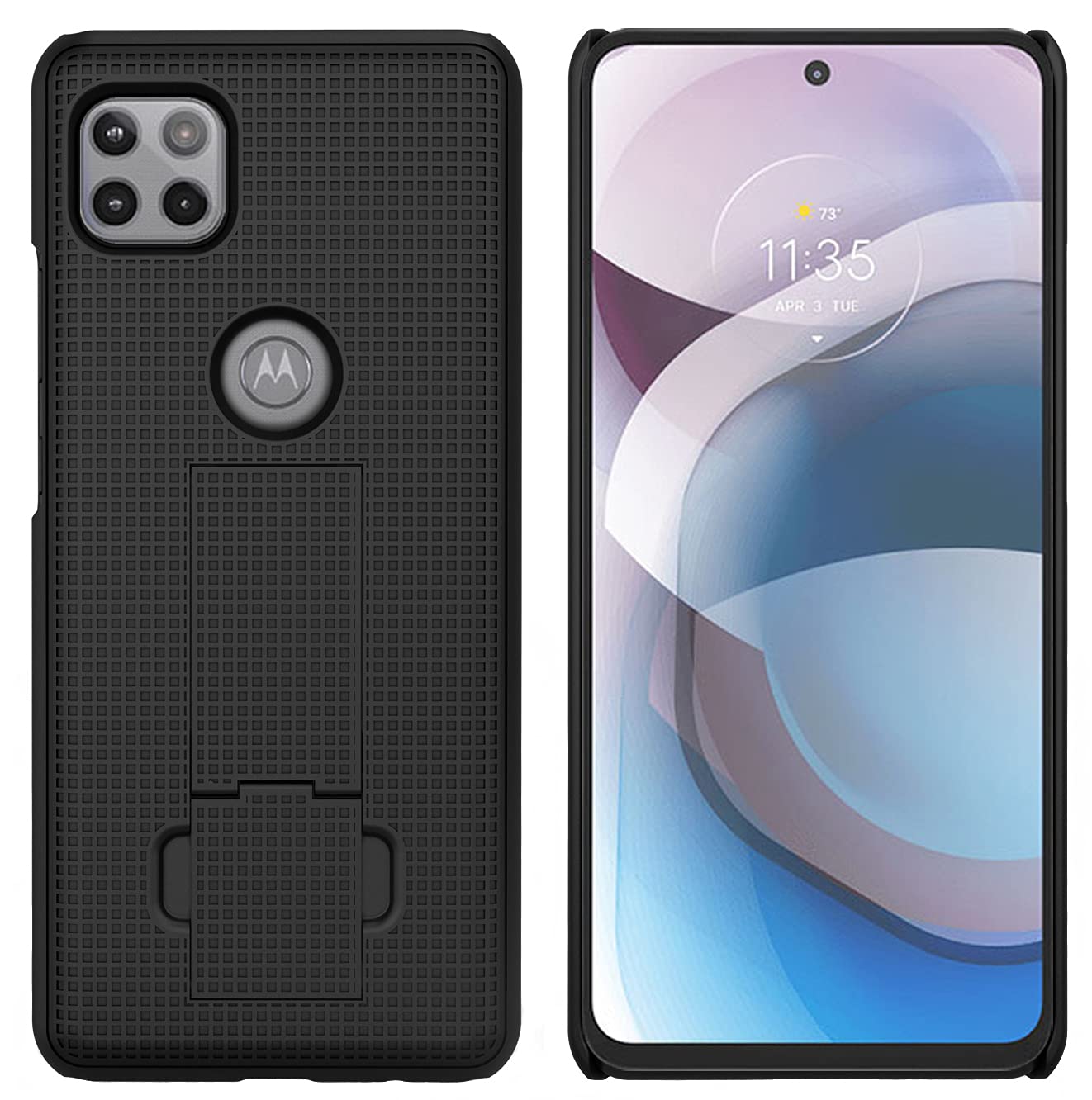 Motorola One 5G Ace Kickstand Case - Slim Hard Shell Phone Cover with Stand for Moto XT2113 | Black | Perfect for Hands-Free Viewing, Video Calls & Gaming