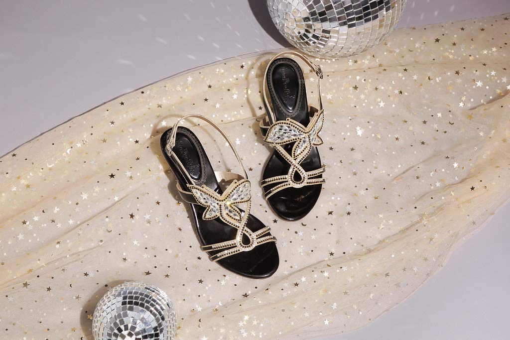 YooPrettyz Women's Embellished Stud Butterfly Evening Heels - Elegant Party Bridal Sandals for Weddings, Prom & Special Occasions