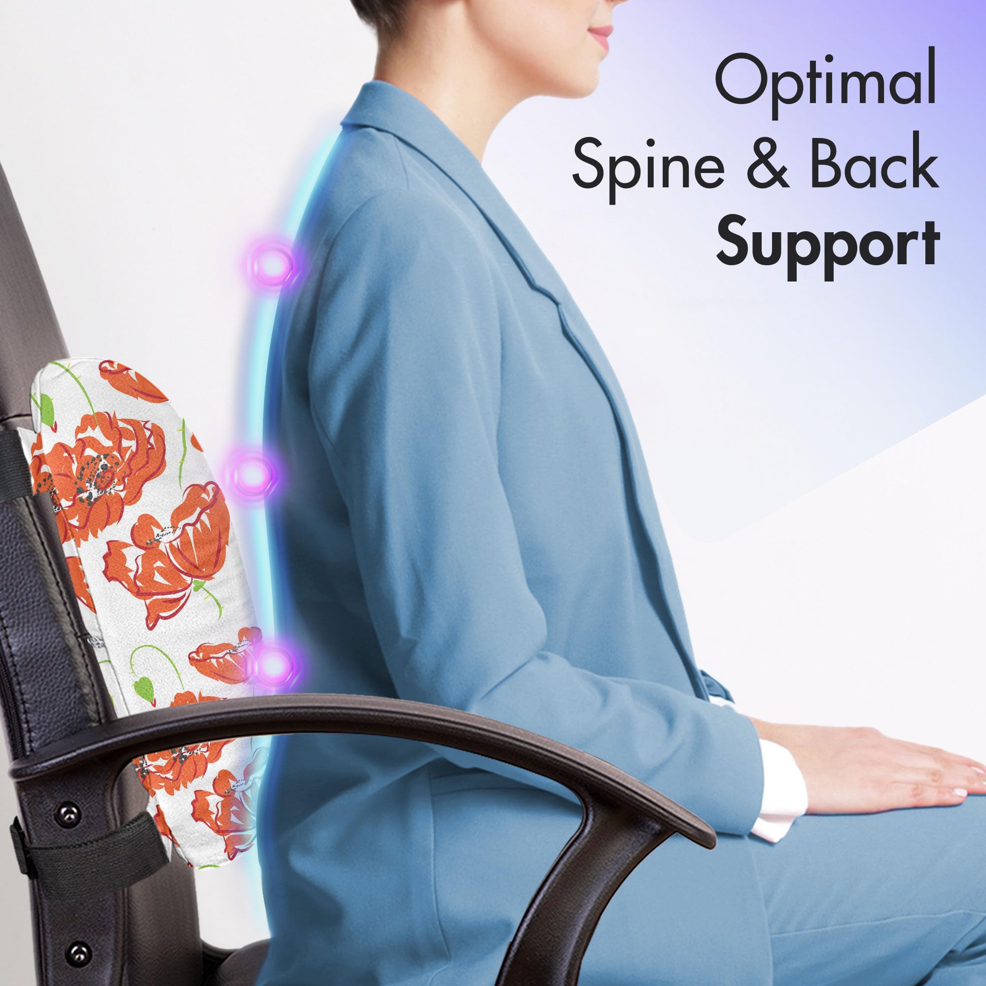 Ambesonne Lumbar Support Pillow - Doodle Style Poppy Anemone Flower Design, High Density Foam for Office Chair & Car Seat, 14