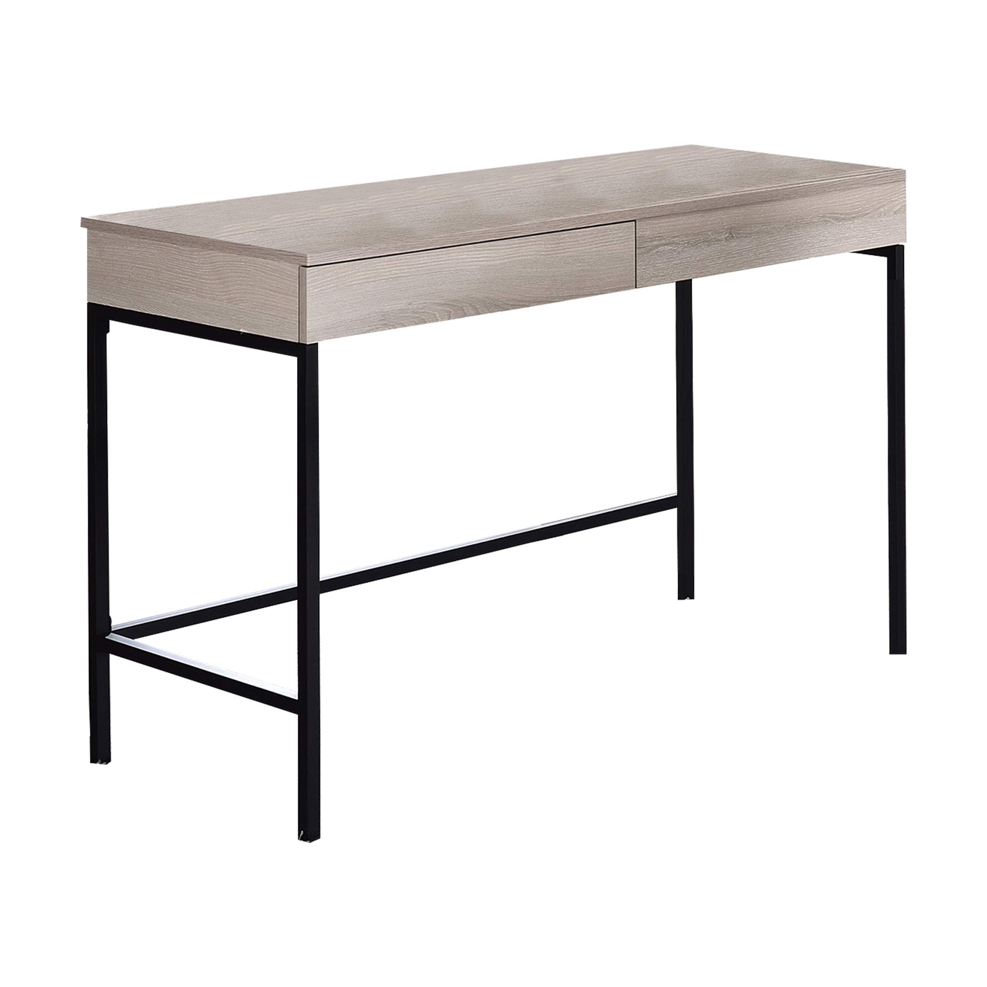 Benjara White and Black Wooden Desk with 2 Drawers & Sturdy Metal Frame - Perfect for Home Office, Study Room, or Dormitory Workspace