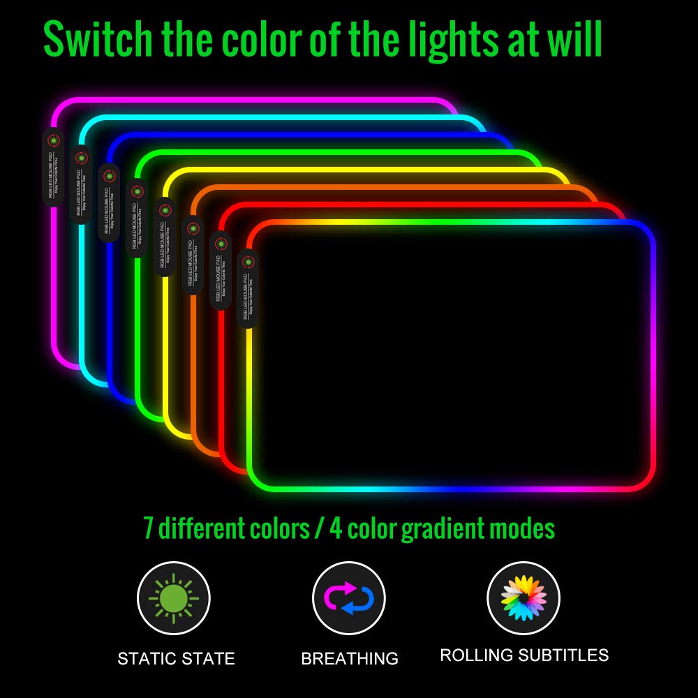 RGB Gaming Mouse Pad with 11 Lighting Modes, Non-Slip Rubber Base, LED Mouse Mat for PC & Laptop (13.7