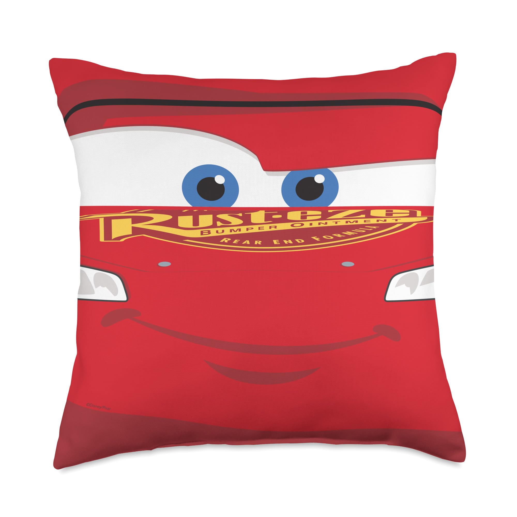 Disney PIXAR Cars Lightning McQueen Throw Pillow - Soft Decorative Cushion for Kids Bedroom, Living Room & Car Seat