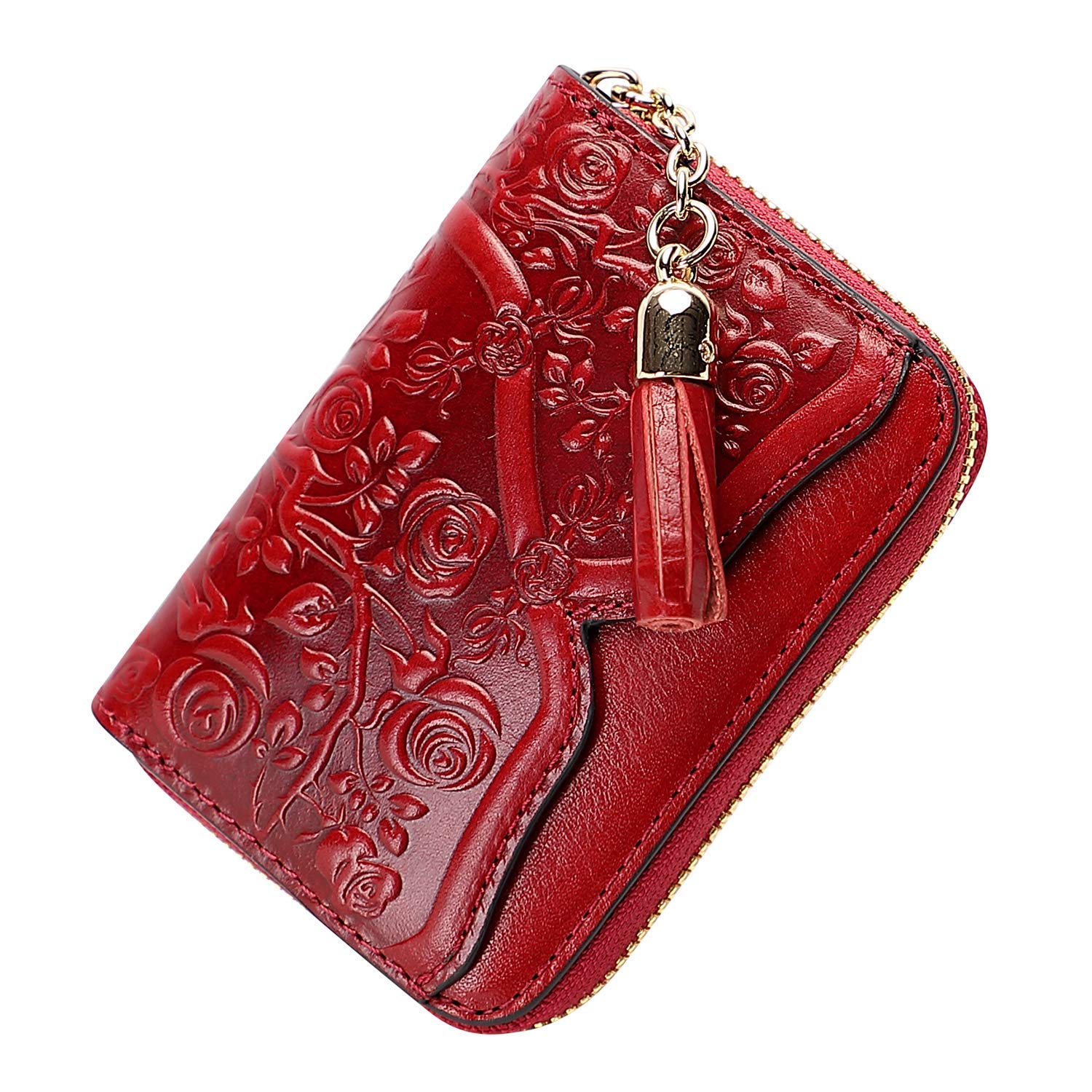 PIJUSHI Designer Genuine Leather Crocodile Print Backpack Set with Floral Card Holder Wallet & Tassel - Perfect for Travel, Work & School Accessories