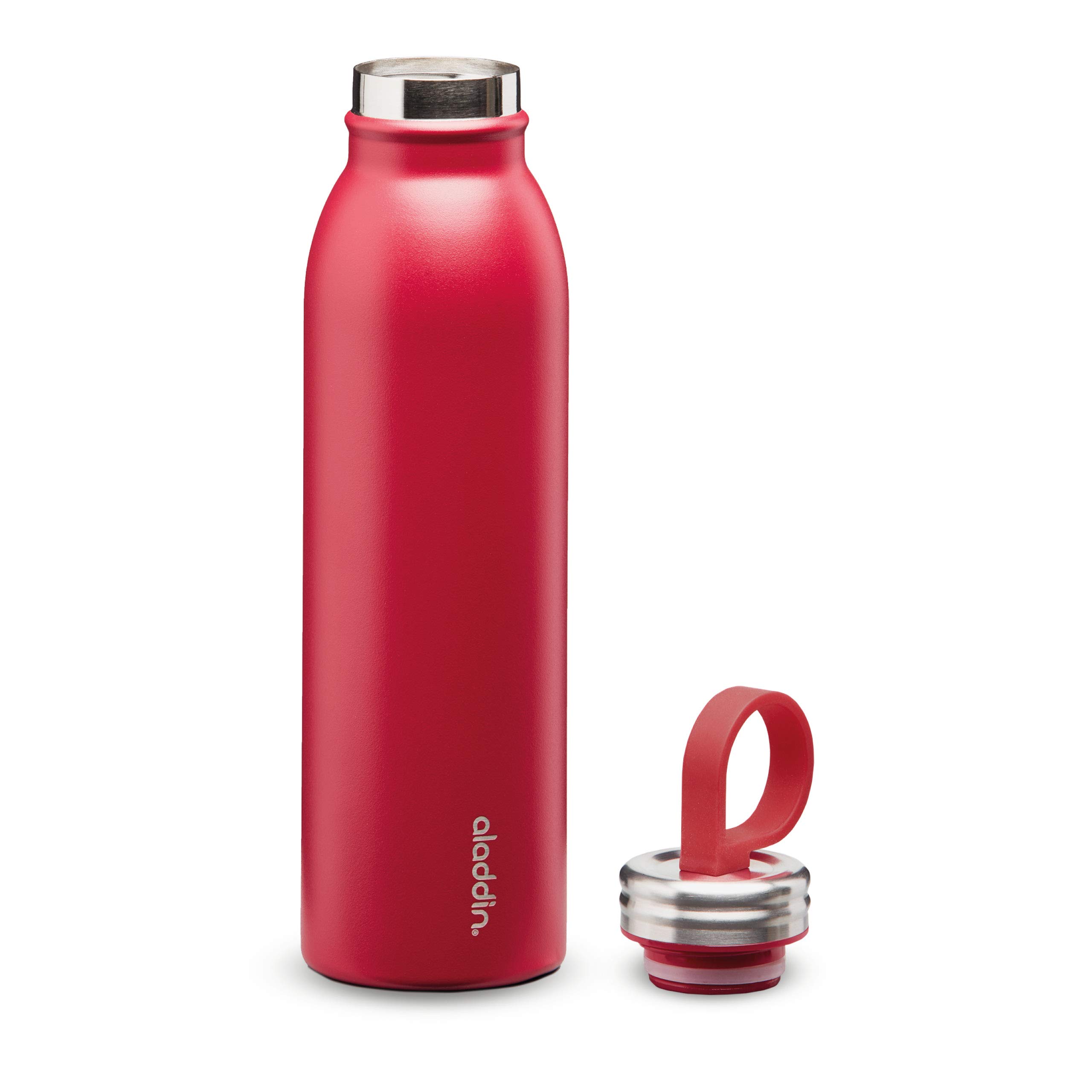 Aladdin Chilled Thermavac 18oz Stainless Steel Water Bottle - Cherry Red Insulated Thermos - Keeps Drinks Cold for 9 Hours - BPA-Free, Leakproof & Dishwasher Safe - Perfect for Hiking, Gym & Office Use
