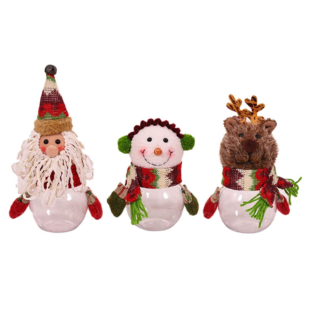 Balacoo 3-Piece Christmas Candy Jar Set - Santa Claus, Snowman & Deer Cookie Containers for Holiday Treats, Coins & Gifts | Festive Xmas Decor & Kids Party Storage