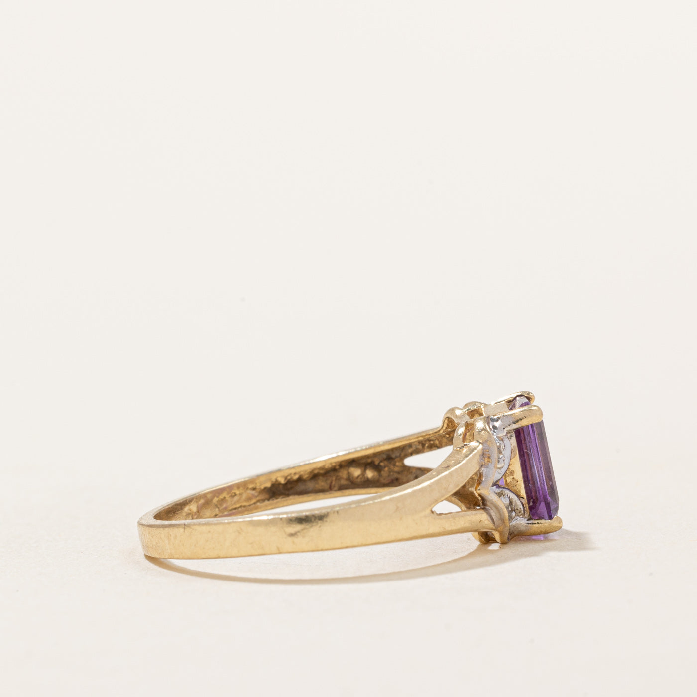 Amethyst & Diamond Ring - 0.75ct Amethyst with 0.02ctw Diamond Accents - Size 6.25 - Elegant Purple Gemstone Jewelry for Women - Perfect for Valentine's Day, Anniversary & Special Occasion Gifts