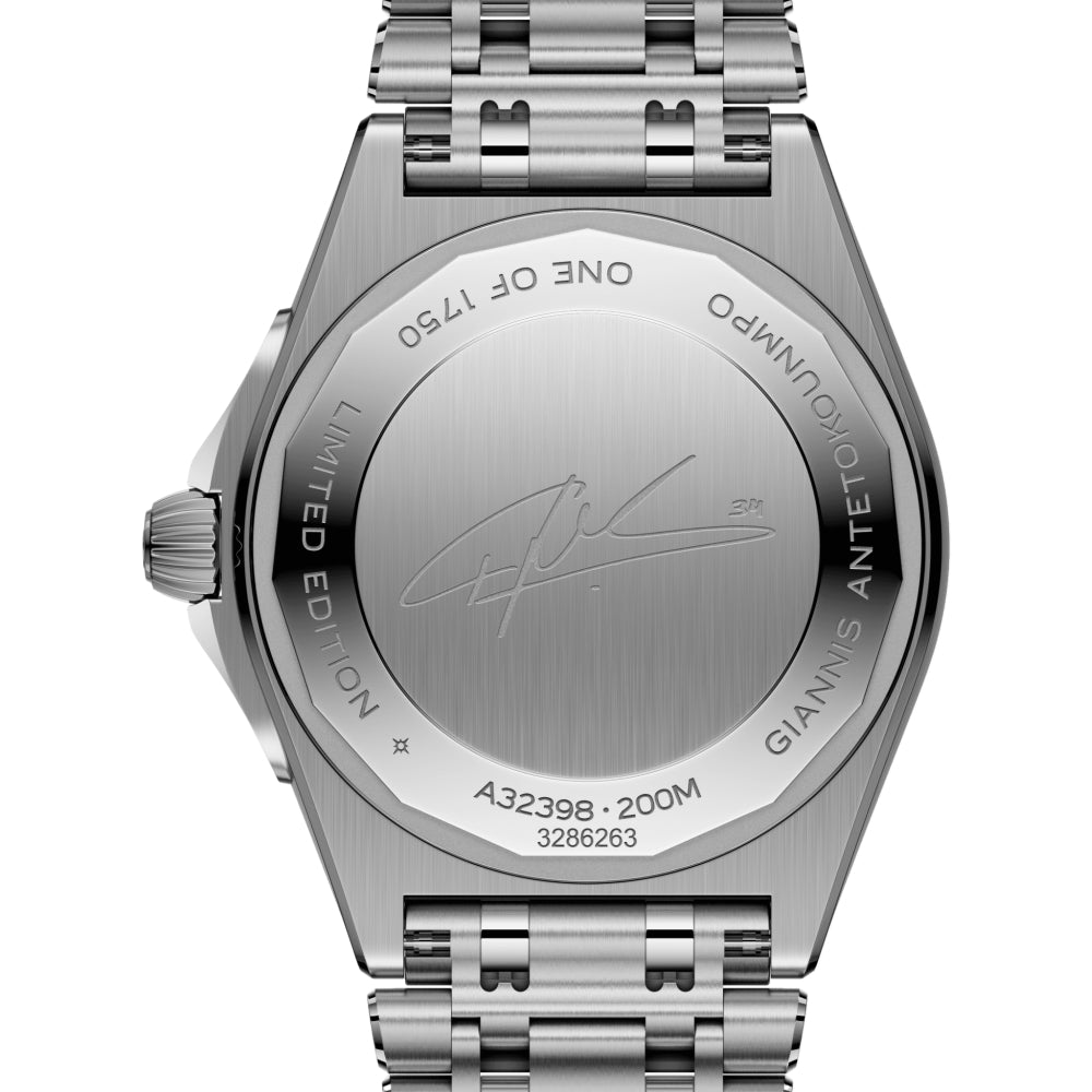 Chronomat Automatic GMT Giannis Antetokounmpo Limited Edition 40mm Green Dial Men's Watch on Stainless Steel Bracelet - Perfect for Collectors, Sports Enthusiasts & Luxury Watch Lovers
