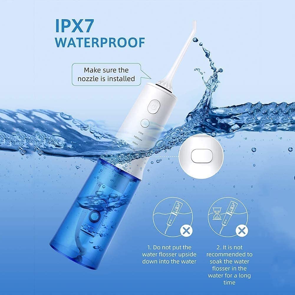 Cordless Water Flosser - Portable Oral Irrigator with 4 Cleaning Modes & 3 Jet Tips, 300ML Large Water Tank, USB Rechargeable for Teeth, Braces, Bridges - Perfect for Home Use & Travel Dental Care