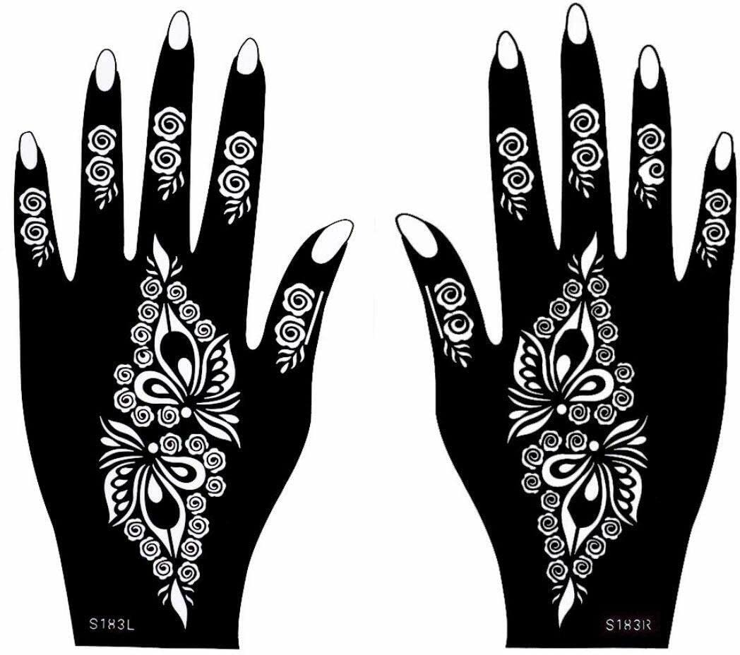KICKWIX Henna Mehndi Tattoo Stencils Kit - Easy DIY Temporary Body Art Stickers for Women, Girls & Kids (DS1675) | Perfect for Festivals, Weddings & Parties