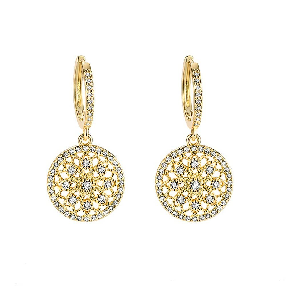 Sterling Silver Hollow Micro-Inlaid Zircon Stud Earrings for Women - Dream Catcher Round Earrings with Secure Ear Buckle | Perfect Birthday & Valentine's Day Gift | Elegant for Parties, Date Nights & Office Wear