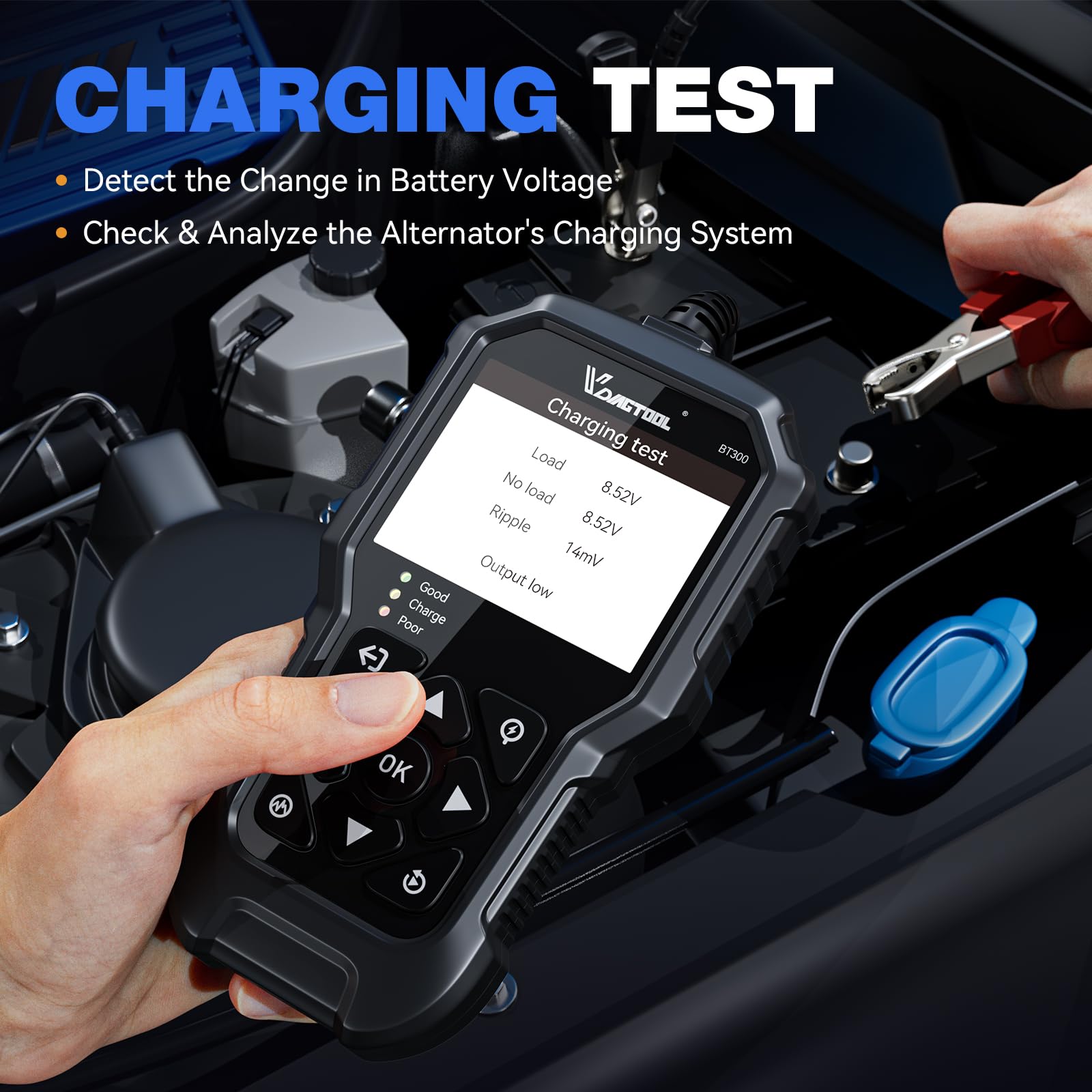 VDIAGTOOL BT300 Professional Car Battery Tester - 6V/12V Automotive Battery Load Tester with 5-3000 CCA Range | Starter & Alternator Diagnostic Tool for Cars, Trucks, SUVs, Motorcycles, ATVs & Boats | Perfect for Home Mechanics & Auto Repair Shops