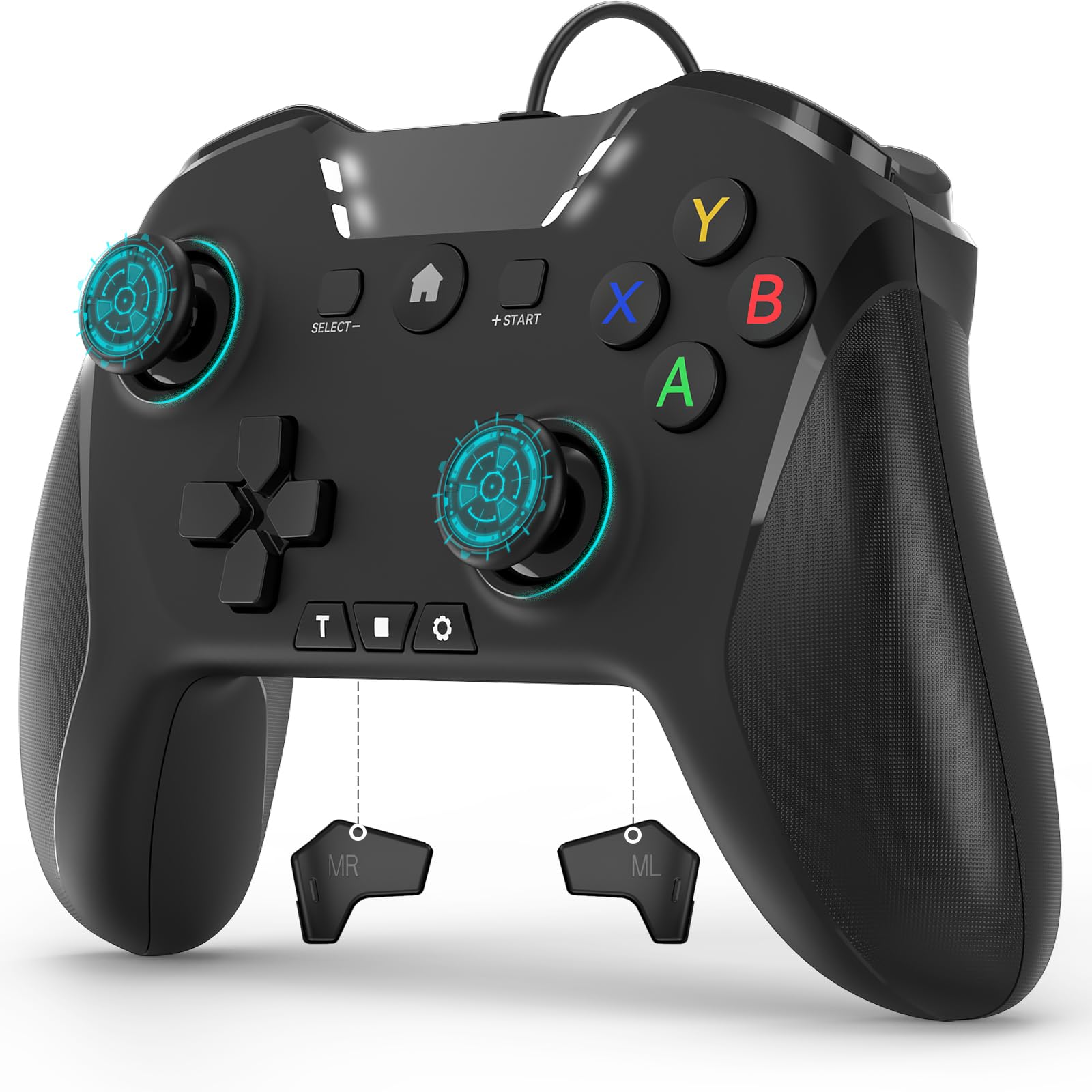 Wired PC Gaming Controller - Compatible with Steam, Android, Nintendo Switch & Tesla | Pro Gamepad with Dual Vibration, Turbo, Macros & Screenshot | No Battery Required | Perfect for Steam Games, Mobile Gaming & Tesla Arcade