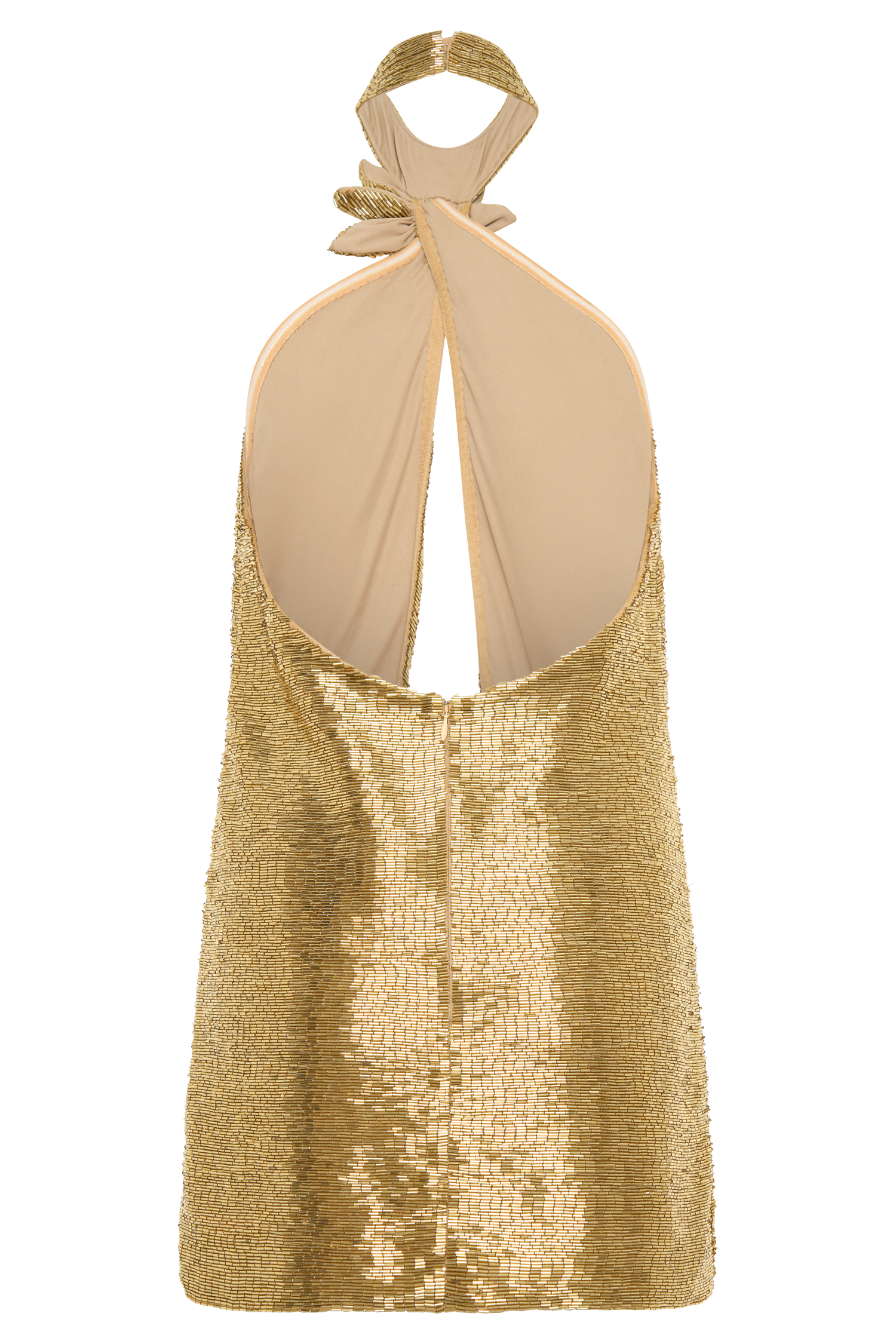 Nylah Gold Beaded Halter Mini Dress - Sexy Party Clubwear for Women, Perfect for Night Out, Cocktail Dresses, Evening Events & Special Occasions