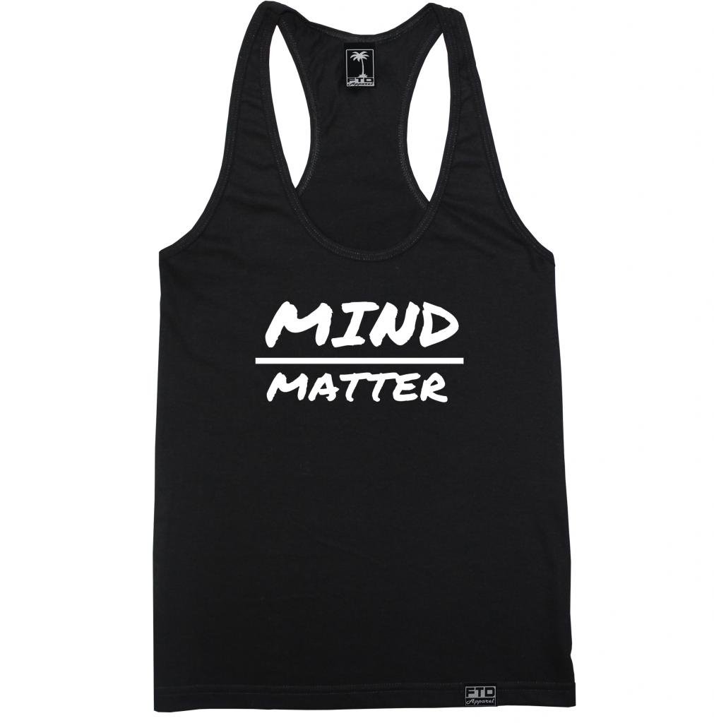 FTD Apparel Women's Mind Over Matter Racerback Tank Top - Breathable Workout Top for Yoga, Gym & Running - Comfortable Athletic Shirt for Women