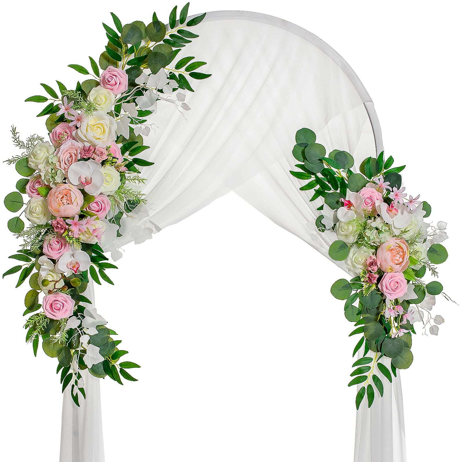 Lisuun Artificial Wedding Arch Flowers - Large Floral Swag Decor for Dream Wedding Ceremony, Party & Home Decoration - Pack of 2 | Perfect for Aisle, Altar, Backdrop & Venue Decorations