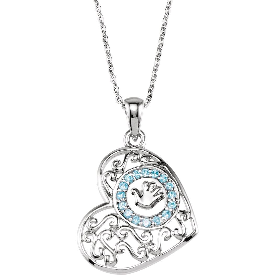 925 Sterling Silver Polished Handprint Necklace - 18