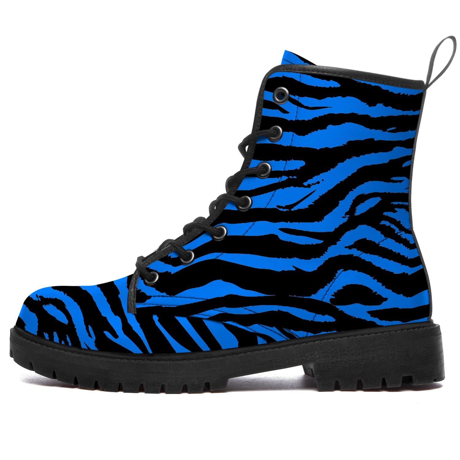 Stylish Tiger Print Combat Boots for Women & Men - Round Toe Vegan Leather Ankle Boots, Waterproof Work Shoes - Perfect Gift for Boys & Girls - Ideal for Outdoor Adventures, Street Fashion & Everyday Wear