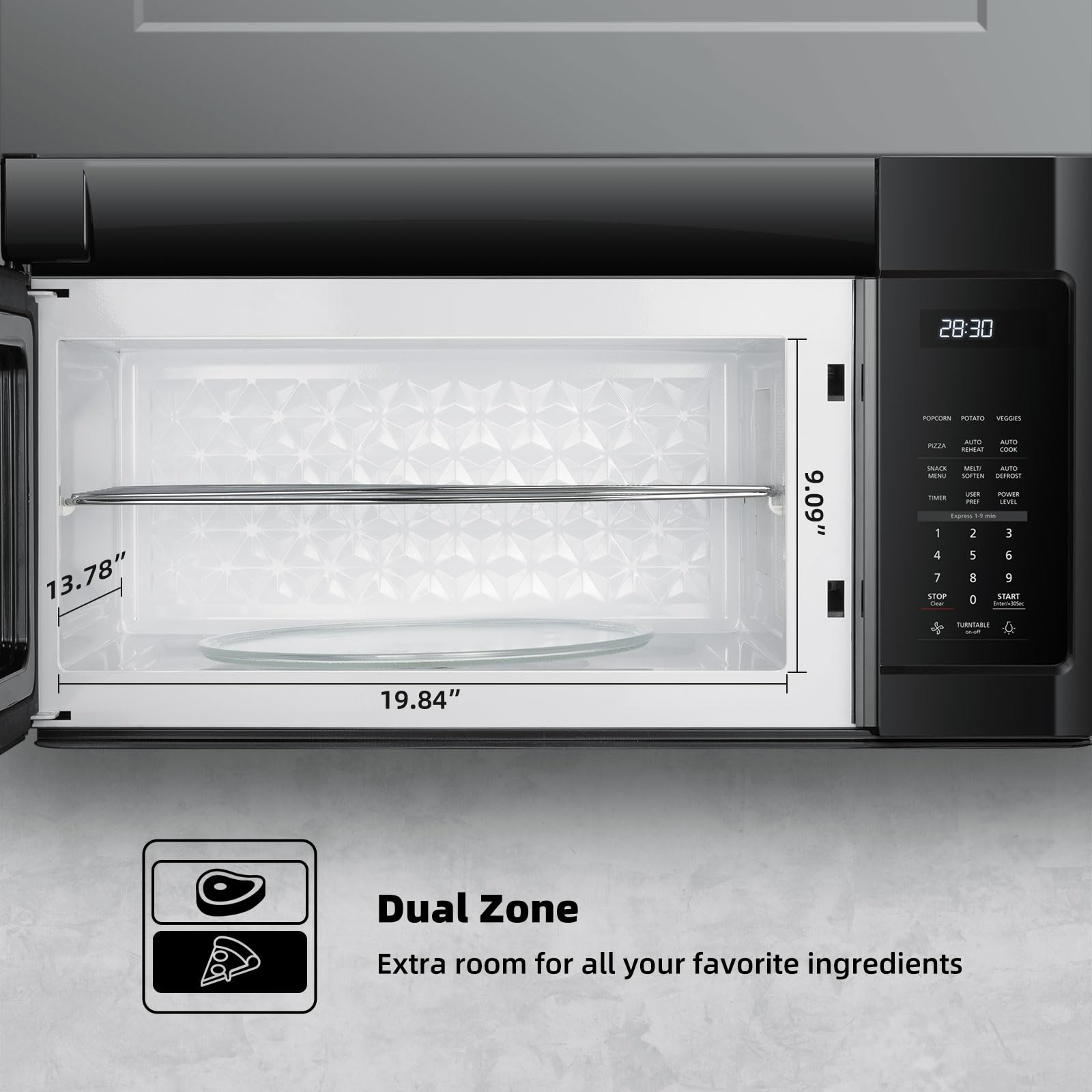 GASLAND 1.9 Cu. Ft. 30 Inch Over the Range Microwave Oven - 1000W, 400 CFM Exhaust Fan, LED Light & 13.5