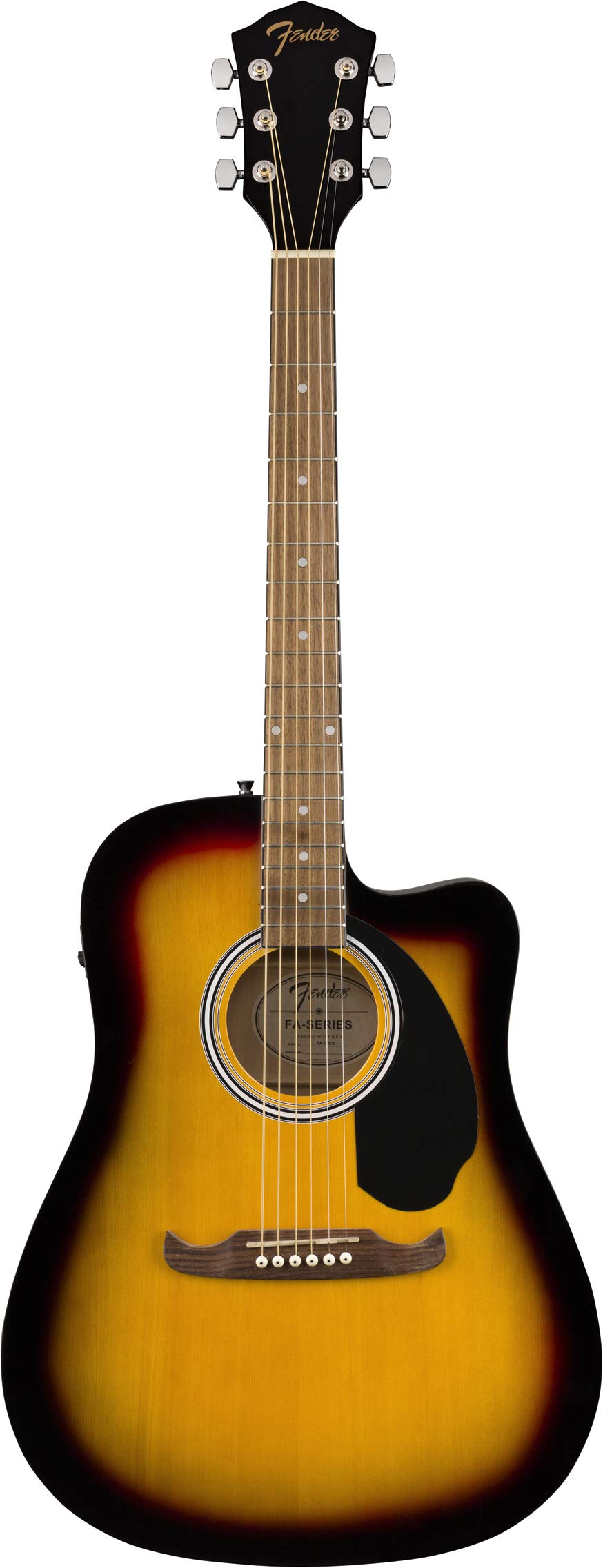Fender FA-125CE Dreadnought Cutaway Acoustic-Electric Guitar Sunburst Bundle with Gig Bag, Strap, Strings, Picks & Online Lessons - Perfect for Beginners, Live Performances and Home Practice