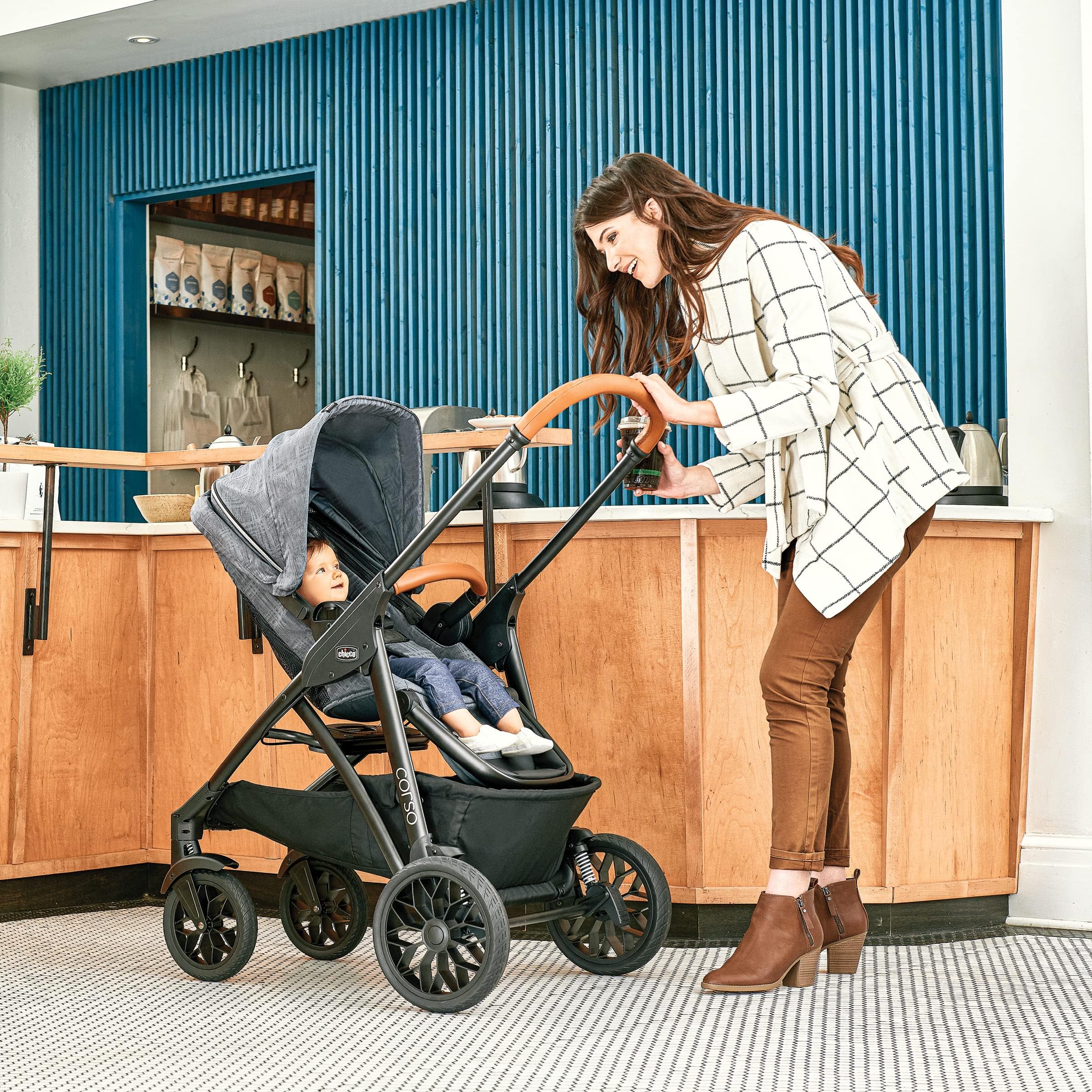 Chicco KeyFit 35 & Corso LE Modular Travel System - Infant Car Seat & Stroller Combo in Veranda Grey | Perfect for Newborns, Air Travel & Everyday Use