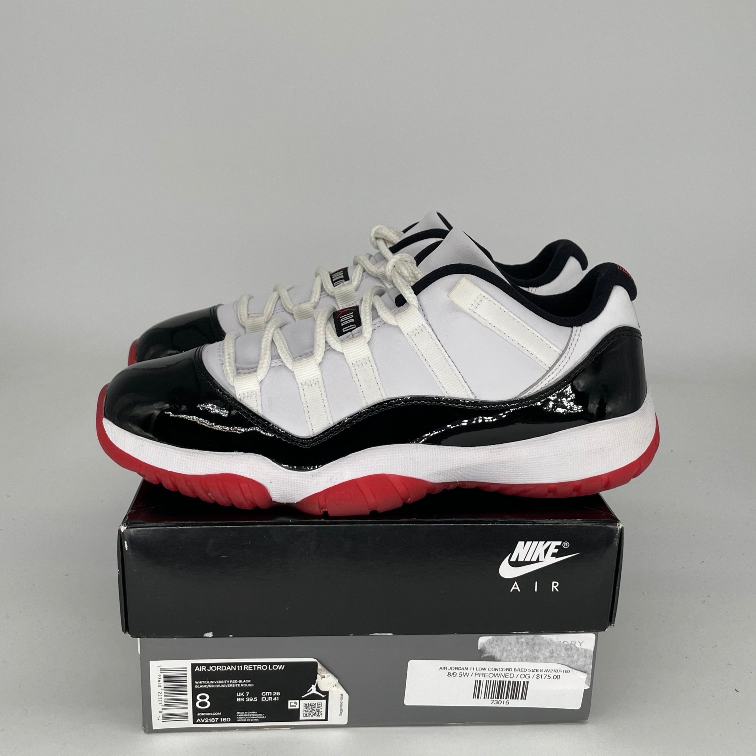 **Air Jordan 11 Low Concord Bred Men's Basketball Shoes - Size 8 (AV2187-160) - Perfect for Casual Wear & Court Performance**