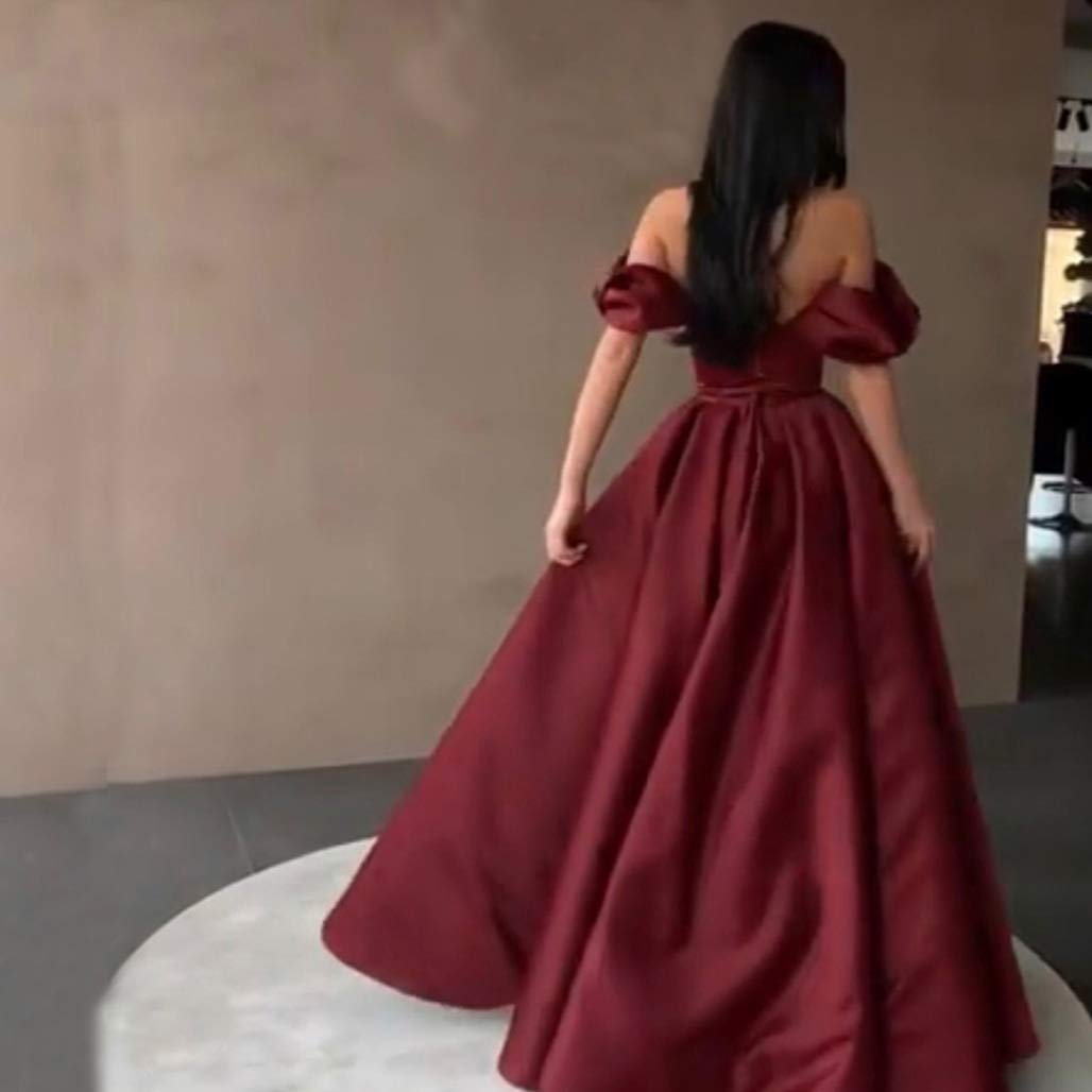 Elegant Off Shoulder Women's Prom Dress with High Slit & Pockets - Perfect for Evening Parties, Formal Events & Special Occasions