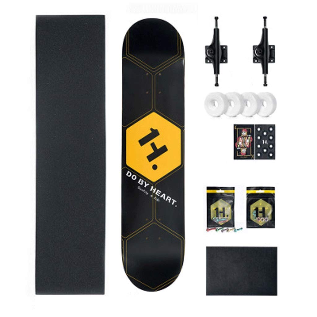 Professional 4-Wheel Skateboard for Street & Tricks - Adjustable Bilateral Tilt Design for Beginners, Teens & Adults (Black Hive) - Perfect for Commuting, Skate Parks & Learning Skateboarding Skills