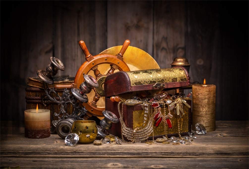 Yeele 5x4ft Antique Pirate Treasure Chest Photography Backdrop - Nautical Theme Vinyl Studio Props for Kids & Adults Photo Booth, Birthday Parties, Halloween Decor