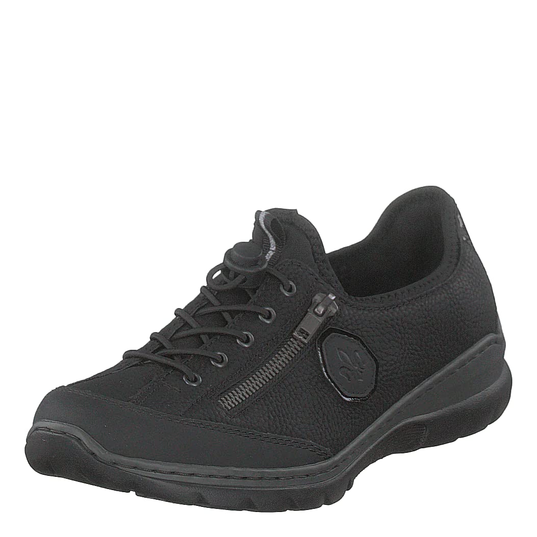 Rieker Women's Black Low-Top Sneakers - Comfortable Casual Walking Shoes for Everyday Wear | Size 8 | Perfect for Work, Travel & Daily Activities