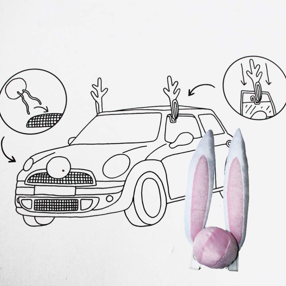 Amosfun 3-in-1 Christmas Bunny Car Decorations Kit - Easter Vehicle Accessories for Auto, Truck & SUV - Perfect for Holiday Road Trips & Seasonal Celebrations