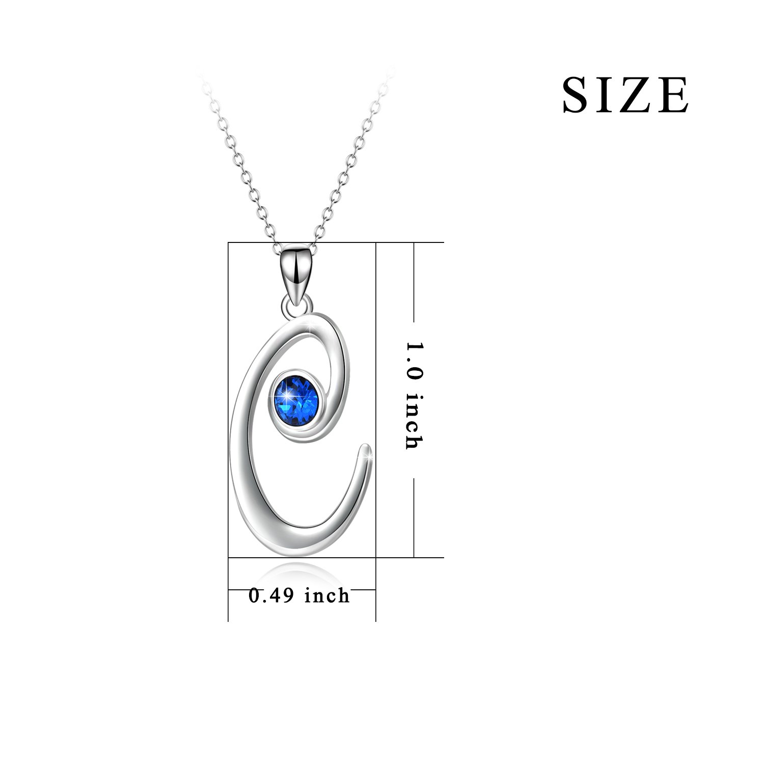 WINNICACA 925 Sterling Silver Initial Necklace with Birthstone - Personalized Letter A-Z Pendant Jewelry for Women, Her, Daughter, Lover - Christmas, Birthday Gifts - Perfect for Anniversaries, Valentine's Day & Special Occasions