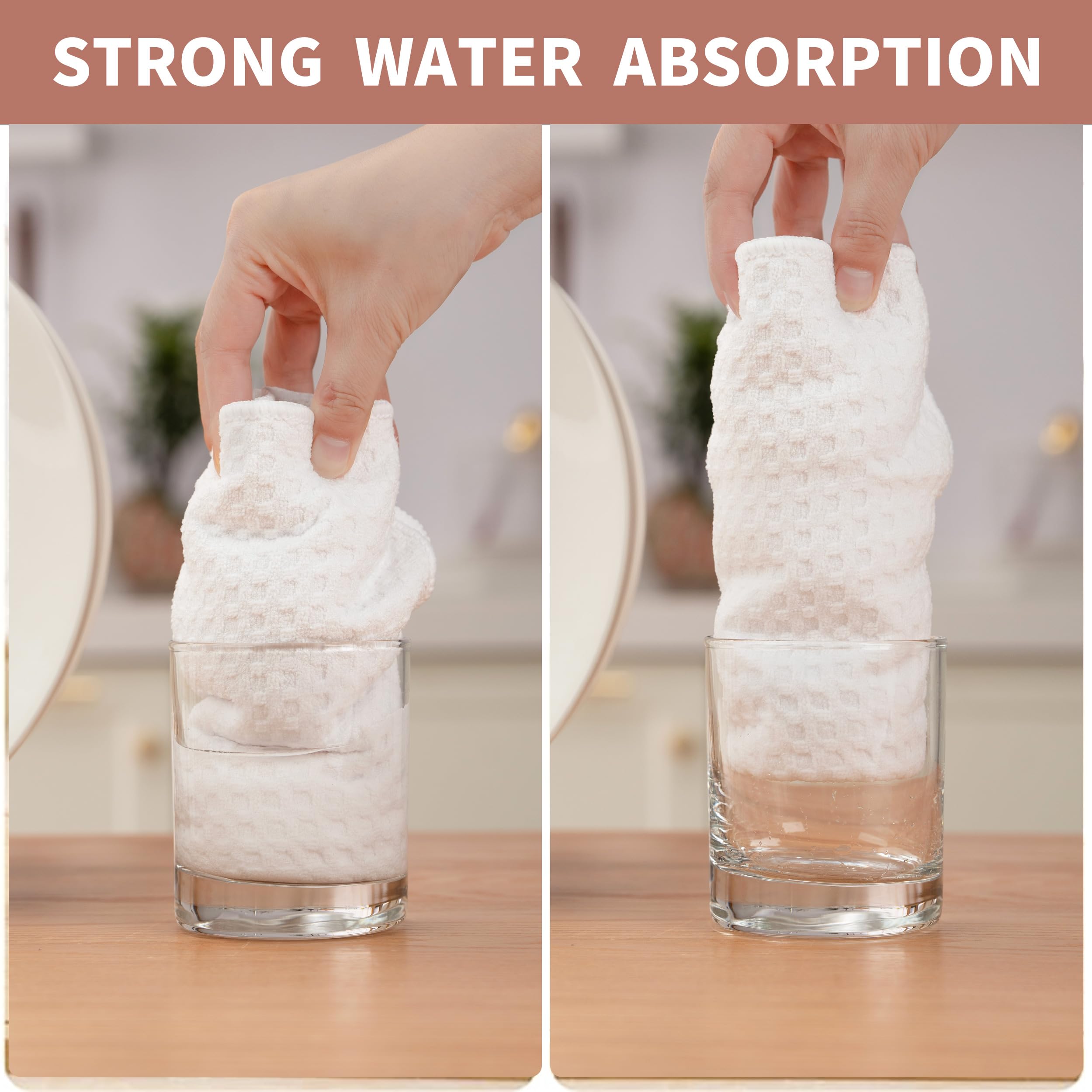 Premium Microfiber Kitchen Towels Set of 2 - Super Absorbent Waffle Weave Dish Cloths (16x28 Inches) - Quick Drying & Lint-Free for Dishes, Countertops & Glass Cleaning
