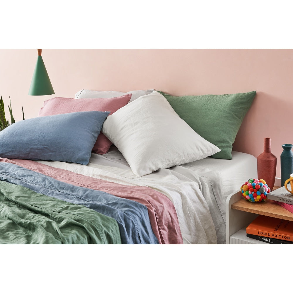100% French Linen Bed Sheet Set - Breathable & Soft Double Size in Rose Pink | Perfect for Luxury Bedroom, Guest Room & Airbnb Stays