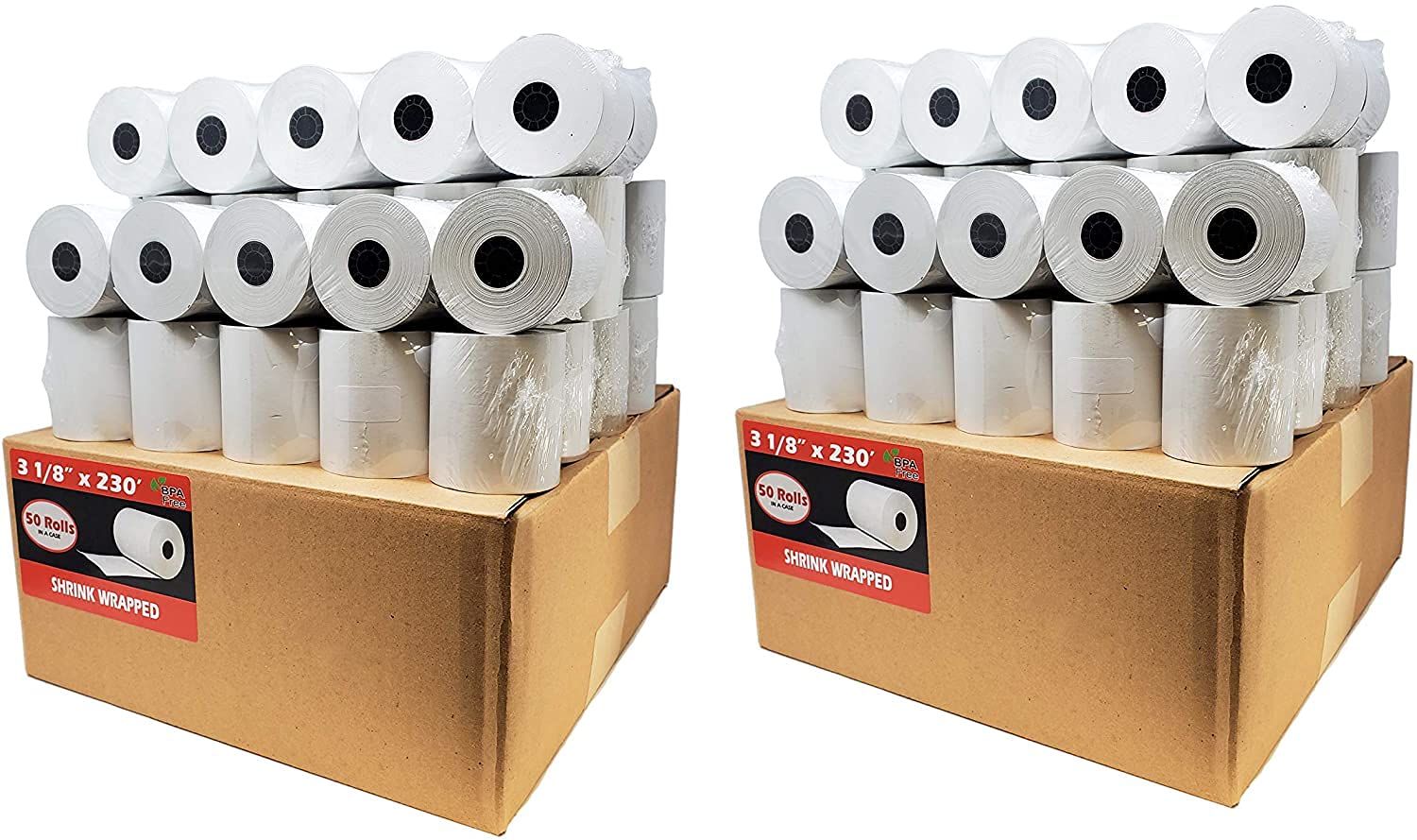 Premium BPA-Free POS Thermal Receipt Paper Rolls - 100 Rolls (2 Cases) 3 1/8