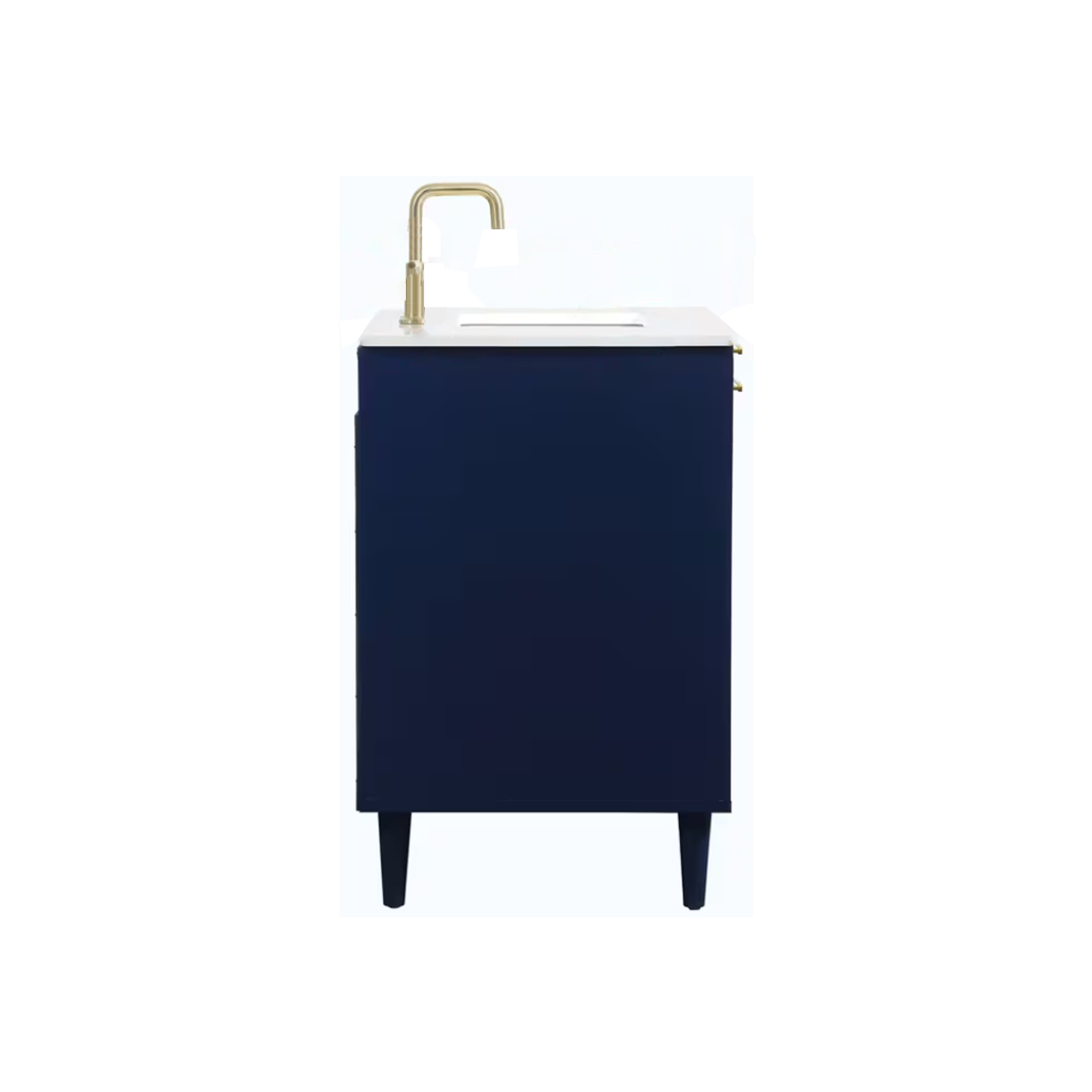 VF47036MBL 36 x 22 Inch White Floor Mount Vanity Top with Faucet Hole & Blue 3-Drawer Vanity Base - Perfect for Bathroom Remodeling and Small Space Solutions