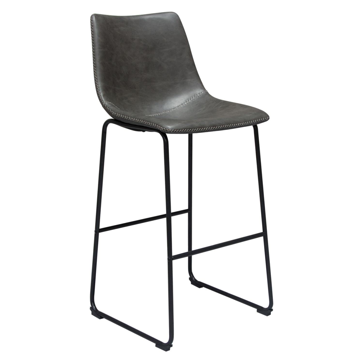 Premium Weathered Gray Diamond Bar Stools Set of 2 - Rustic Industrial Counter Height Stools for Kitchen Island, Bar & Dining Room - Heavy Duty Metal Frame & Comfortable Upholstered Seat