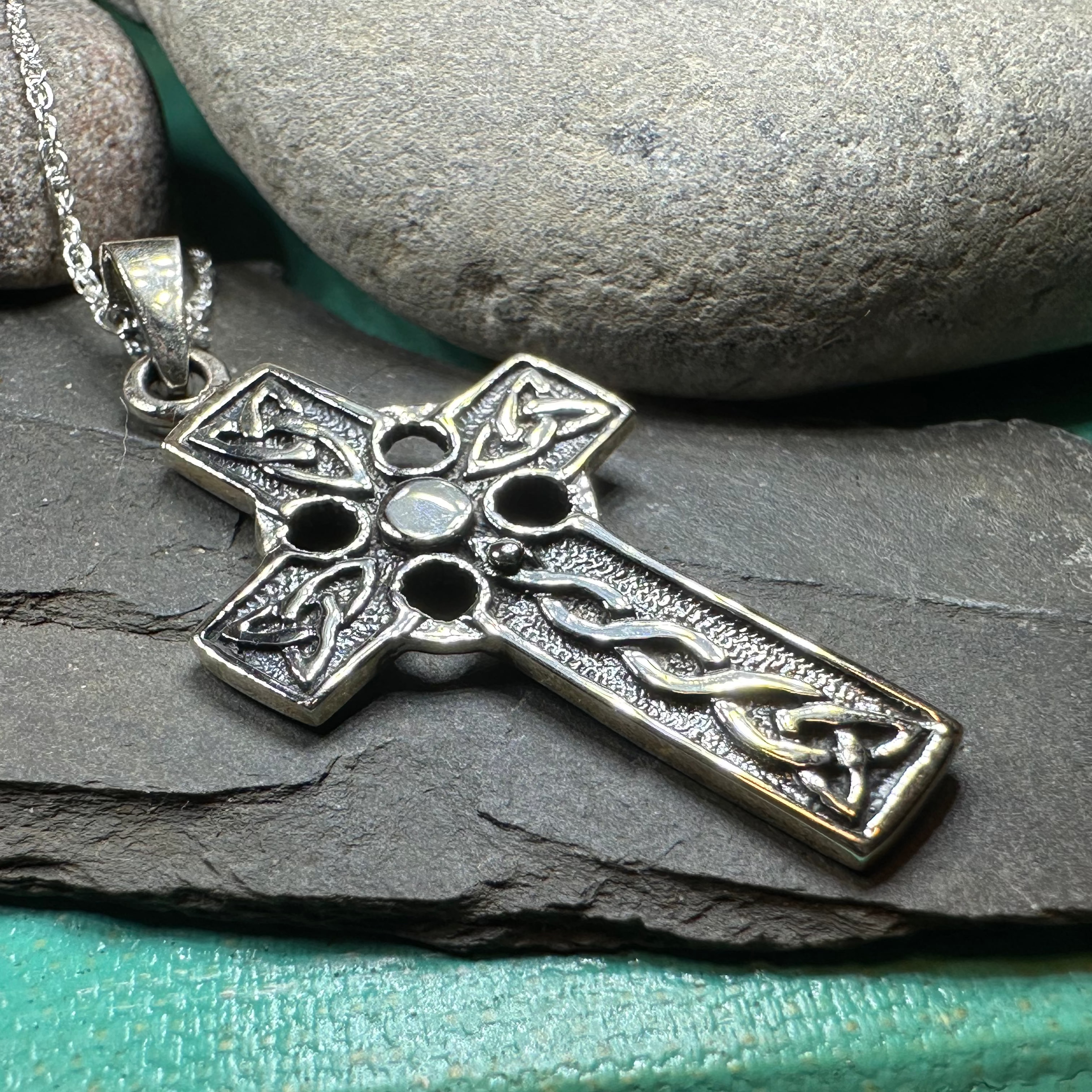 Liam Celtic Cross Necklace for Men - Stainless Steel Religious Pendant with 18