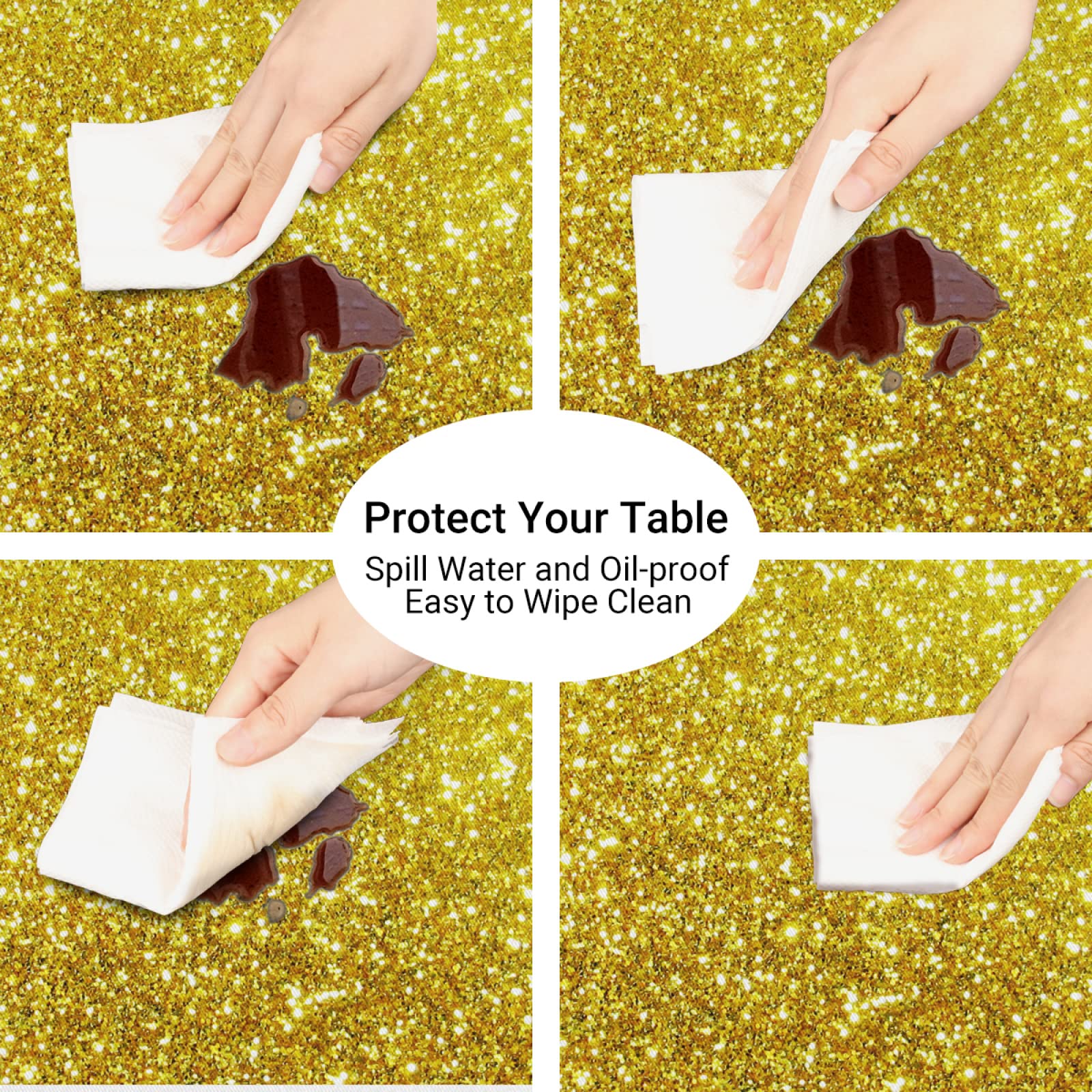 Sparkling Star-Printed Elastic Fitted Vinyl Tablecloth - Waterproof, Wipeable, Stretchable for 45