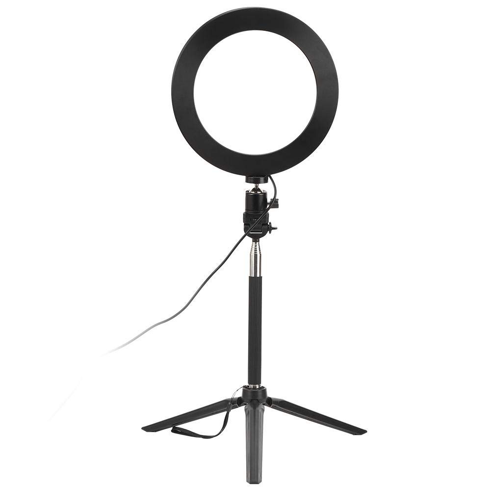 Qiilu 20cm LED Ring Light with Tripod - 3200K-5500K Dimmable USB Photography Light for Selfies, Makeup, YouTube Videos & Live Streaming | Aluminum Alloy Construction, Includes Selfie Stick