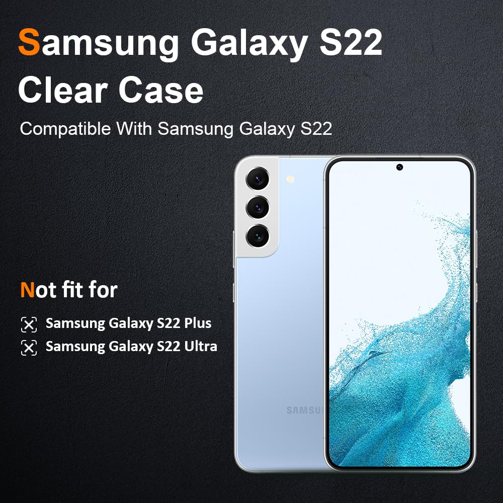 Crystal Clear Samsung Galaxy S22 Case - Soft Slim Fit Transparent TPU Protective Cover | Shockproof & Comfort Grip | Perfect for Everyday Use, Work & Travel