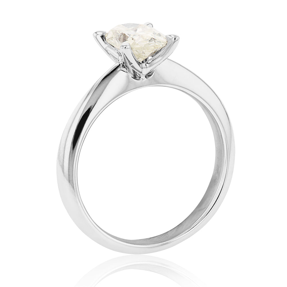 18ct White Gold Diamond Ring with 1 Carat Oval Cut Diamond - Elegant Engagement Ring for Women, Perfect for Proposals, Anniversaries & Special Occasions