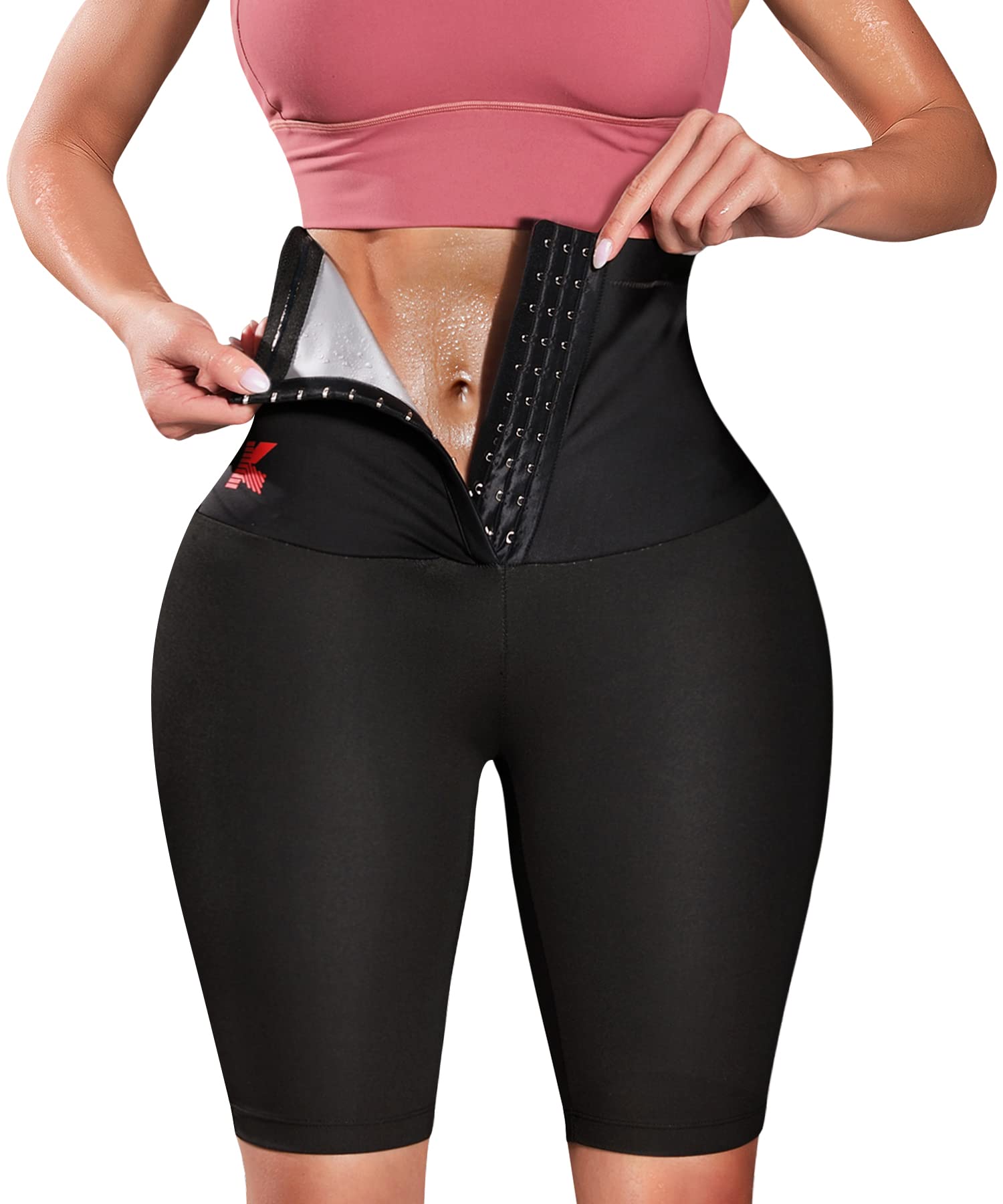 KUMAYES Women's Sauna Sweat Pants - High Waist Slimming Compression Shorts for Thermo Workout & Exercise | Body Shaper for Thighs & Waist | Perfect for Gym, Yoga, Weight Loss & Detox