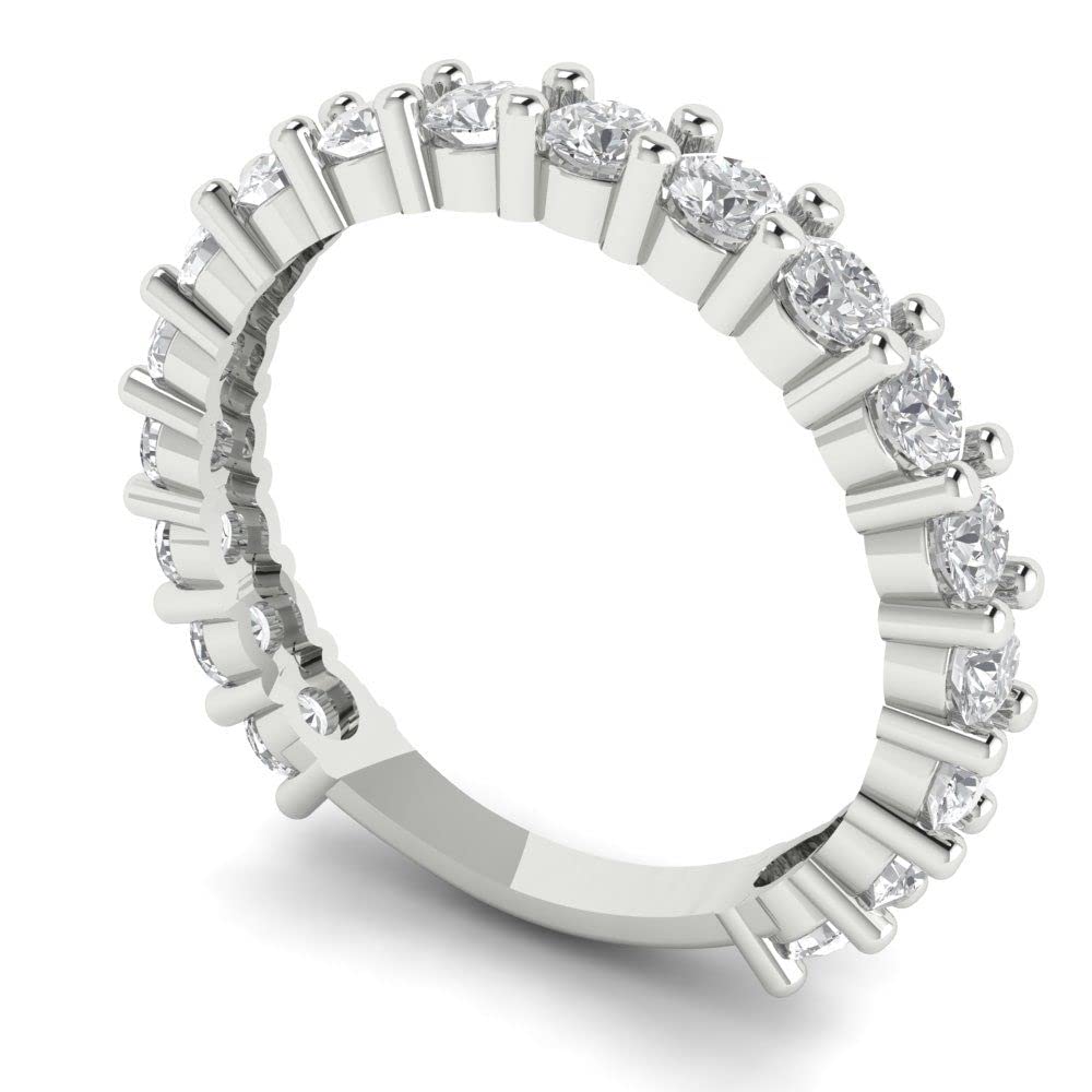1.52 Carat Brilliant Round Cut Clear Simulated Diamond 14k White Gold Eternity Wedding Band Ring - Perfect for Anniversary Gifts, Engagement Rings & Bridal Jewelry