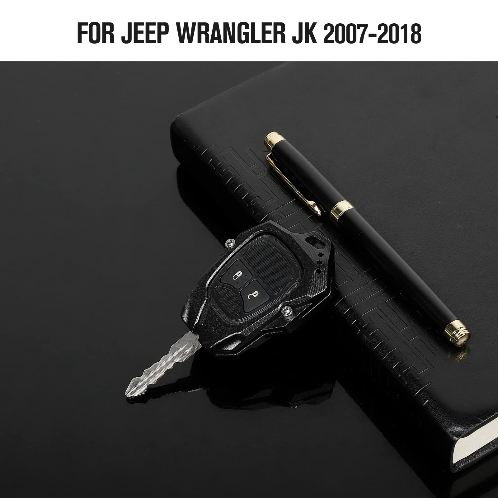 JeCar Aluminum Alloy Key Fob Cover Case for Jeep Wrangler JK JKU (2008-2017) - Durable Key Shell Protection Accessories | Perfect for Off-Road Adventures & Daily Use