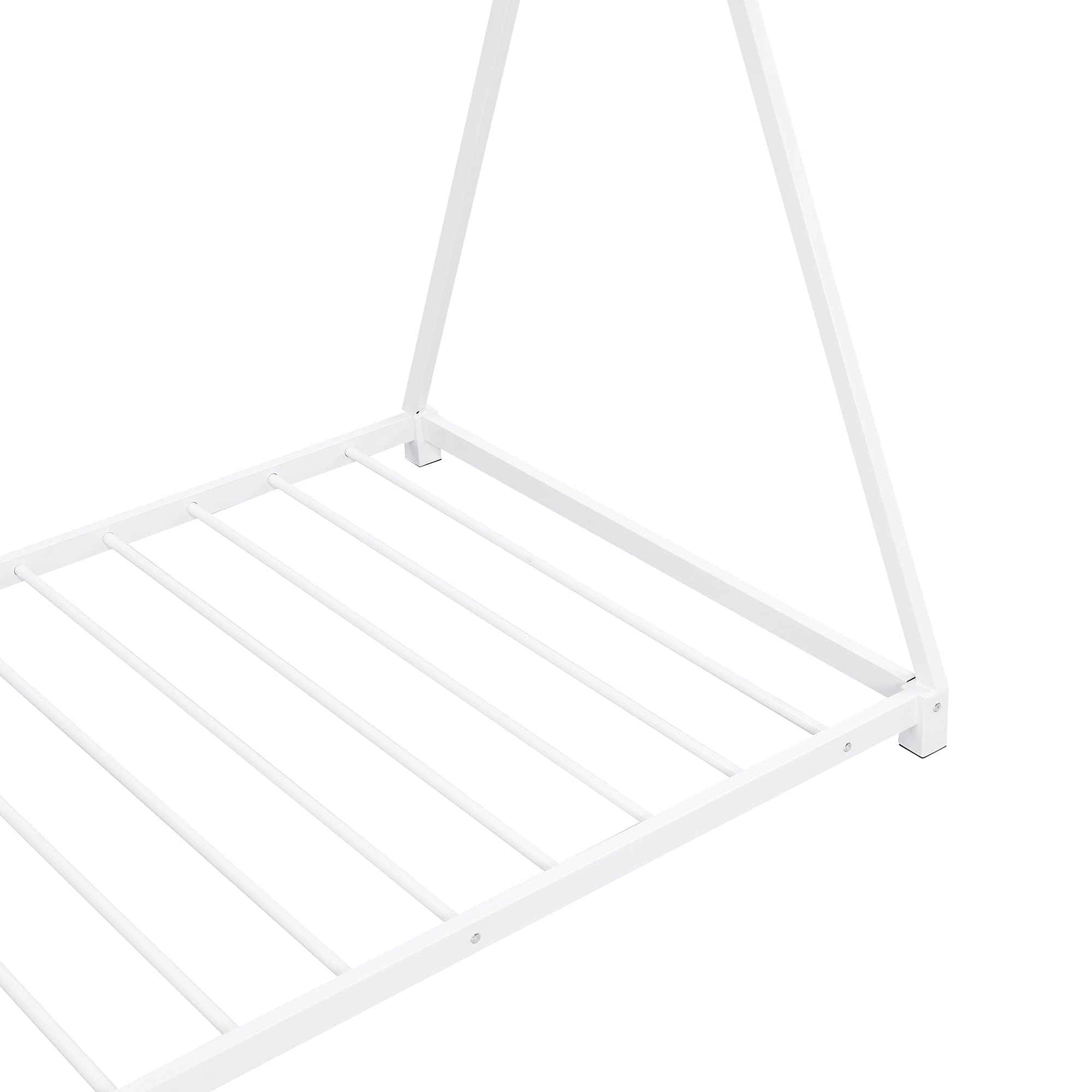 Montessori Twin Floor Bed Frame with Slats & Triangle Structure - Sturdy White House Bed for Kids, Boys & Girls - Perfect for Montessori Bedrooms, Playrooms & Safe Toddler Sleep Spaces