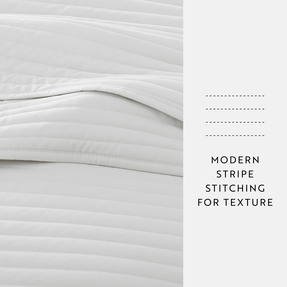 3 Piece Stripe Stitch Quilted Coverlet Set - Soft Bedspread for Queen/King Size Beds - Perfect for Cozy Bedrooms, Guest Rooms & Home Decor