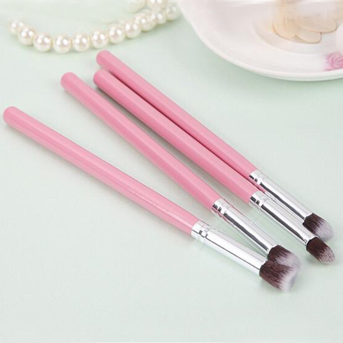 Professional 4-Piece Eye Makeup Brush Set - Eyeshadow, Foundation, Mascara & Blending Pencil Brushes for Flawless Makeup Application | Perfect for Daily Use, Professional Makeup Artists & Travel Beauty Kits